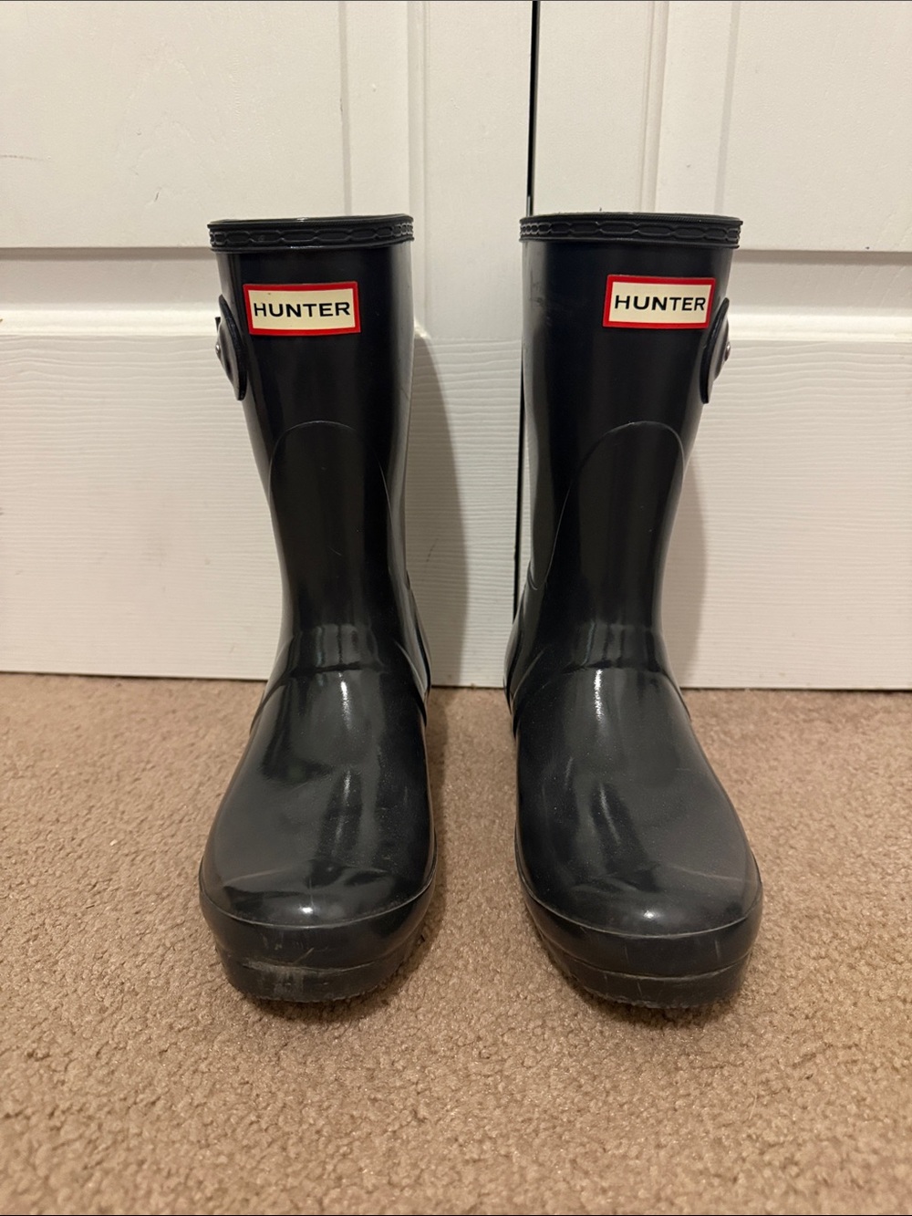 Hunter Glossy Gray Mid-Calf Rain Boots
